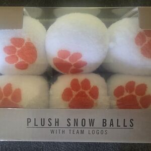 Plush Snow Balls with Orange Paw Print